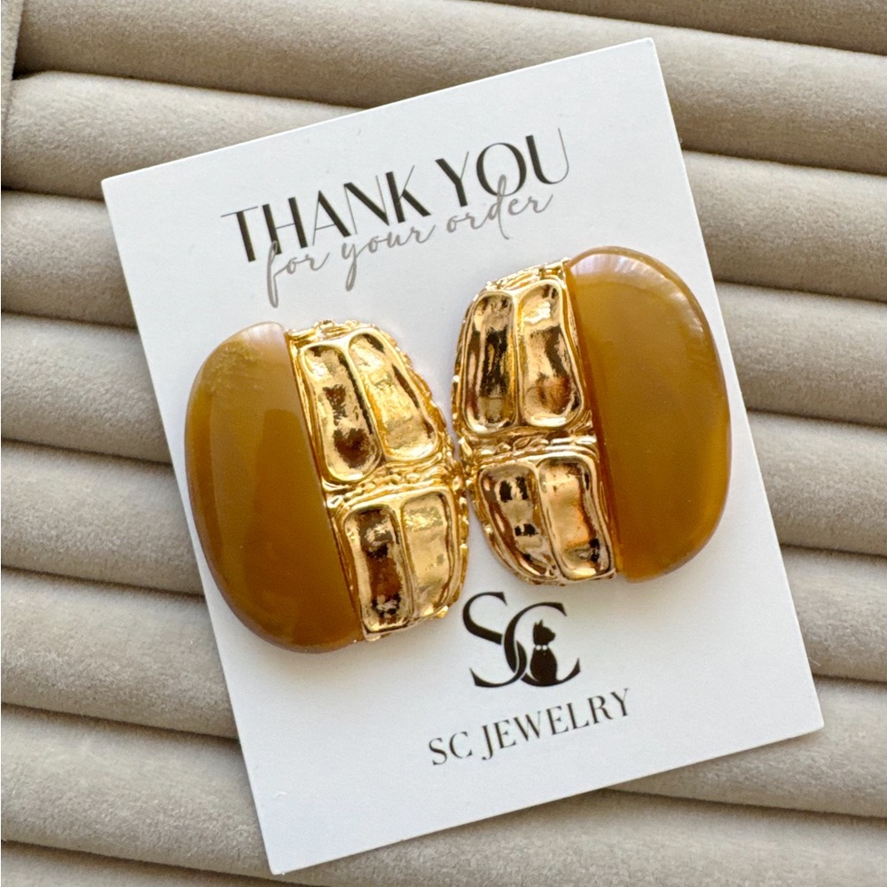ZARA STYLE AMBER CHUNKY EARRINGS NEW SEASON
